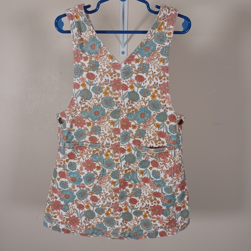 Tommy Bahama Little Girls Corduroy Floral‎ Pinafore Overall Skirt Dress 5